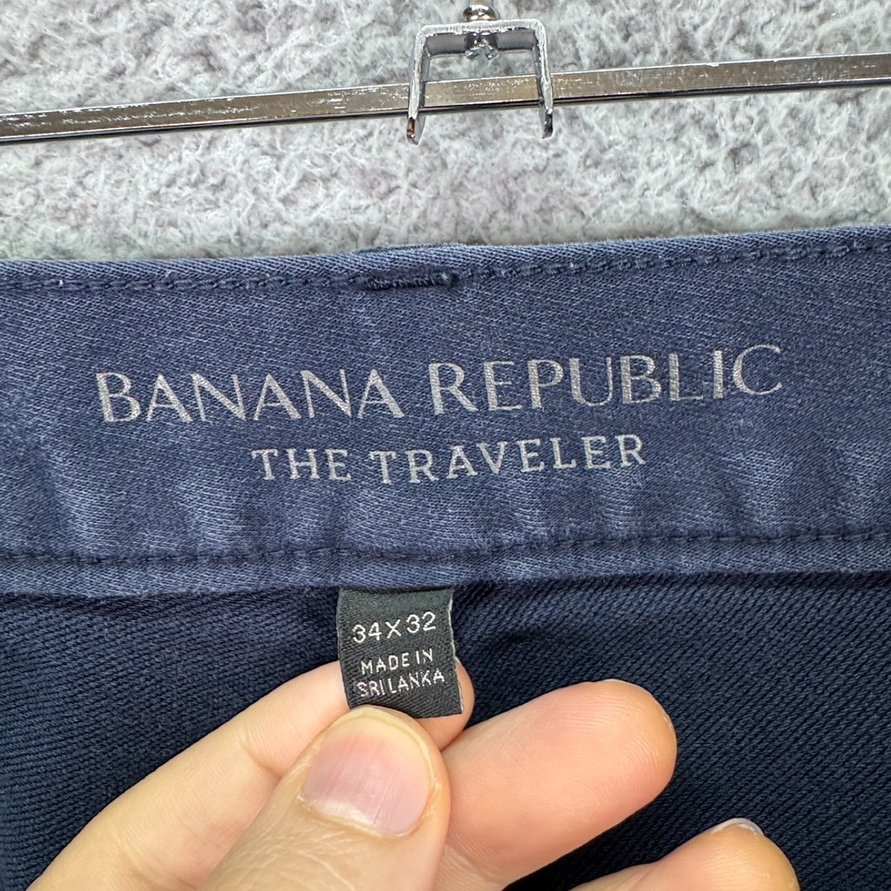 Banana Republic Pants Mens 34x32 Blue Traveler 5 Pocket Slim Office Preppy - Picture 3 of 9